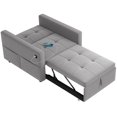 thumbnail image 1 of Fauteuil-lit Convertible en Velours Gris, Sofa-Lit Escamotable avec Dossier Réglable à 7 Positions et Ports USB Intégrés, Futon Simple Gain de Place pour Salon Ou Bureau à Domicile, 1 of 7