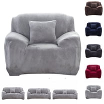 Eurhowing Stretch Velvet Sofa Slipcover for 1-Seater, Non-Slip Couch Cover with Pillowcase, Pet & Stain Resistant Furniture Protector for Living Room (Gray)