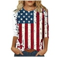 thumbnail image 2 of Cavosen Patriotic T Shirts for Women Petite Red White and Blue 3/4 Sleeve Crew Neck Shirts USA Star Striped Graphic Tops Lady XL Patriotic Casual T Shirts Independence Day Tunic Tees, 2 of 4