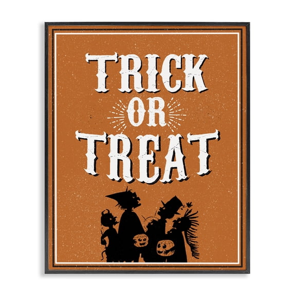 Stupell Industries Traditional Trick Or Treat Orange White Black Framed Giclee Art, 11 x 14, by The Saturday Evening Post