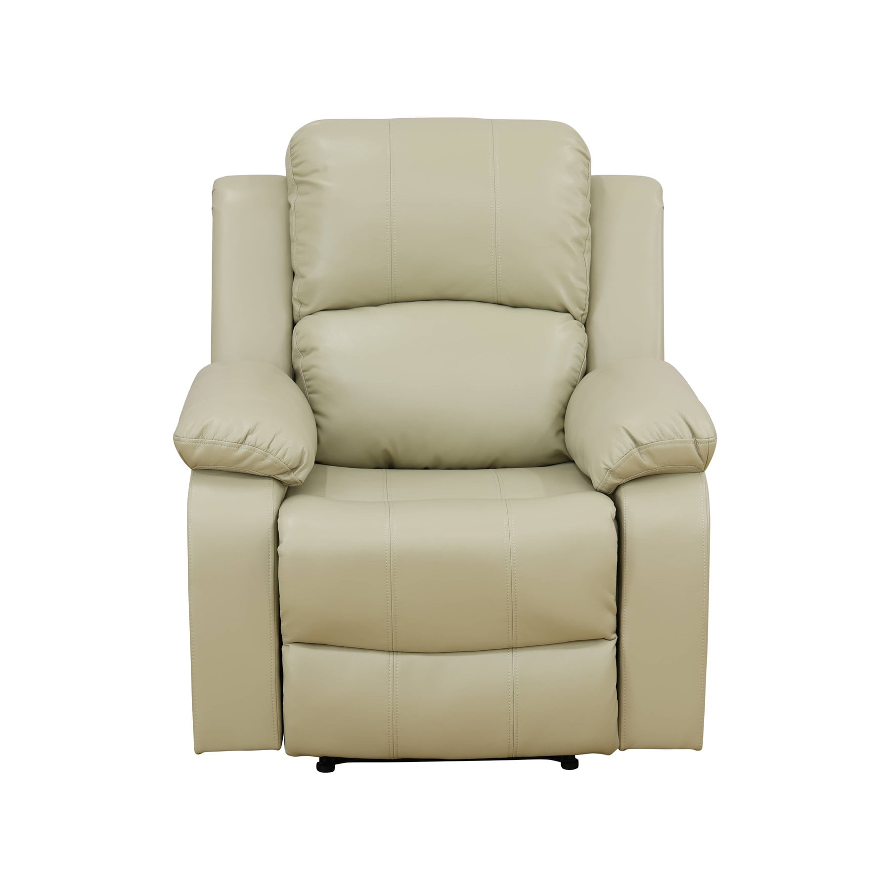 Hommoo Recycled Leather Manual Recliner Chairs for Living Room & Home Theater, Reclining Lounge Chair 160° Recline, Beige