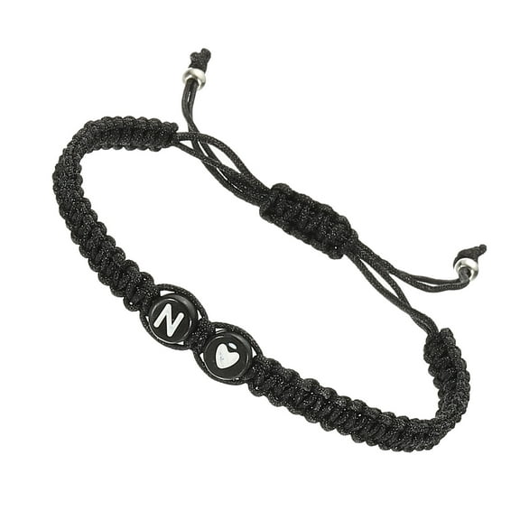 Uxcell Initial Bracelet, Adjustable Alphabet Letter N Heart Braided Black Rope Bracelet Matching Couple Initial Bracelet for Women Gifts