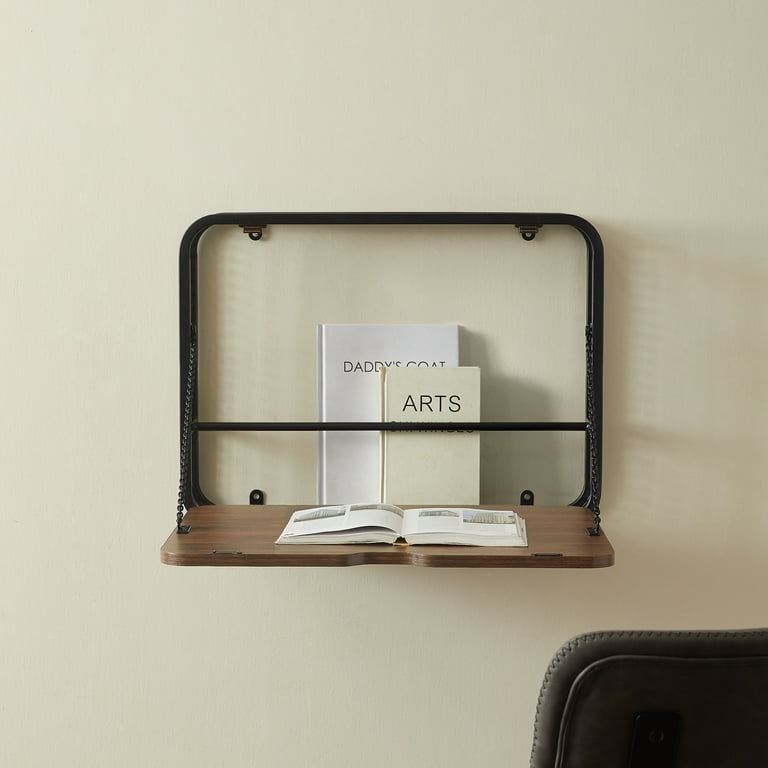 Manor Park Industrial Fold Up Desk Dark Walnut Walmart