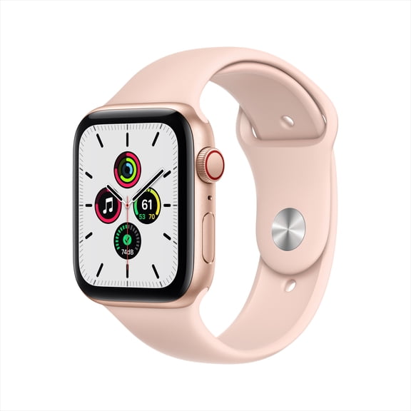 Restored Apple Watch SE GPS Cellular, 44mm Gold Aluminum Case with Pink Sand Sport Band - Regular (Refurbished)