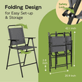 thumbnail image 6 of Abba Patio 3 PCS Outdoor Folding Bistro Barstools Set w/ Table for Balcony, Backyard, Poolside, Dark Grey, 6 of 10