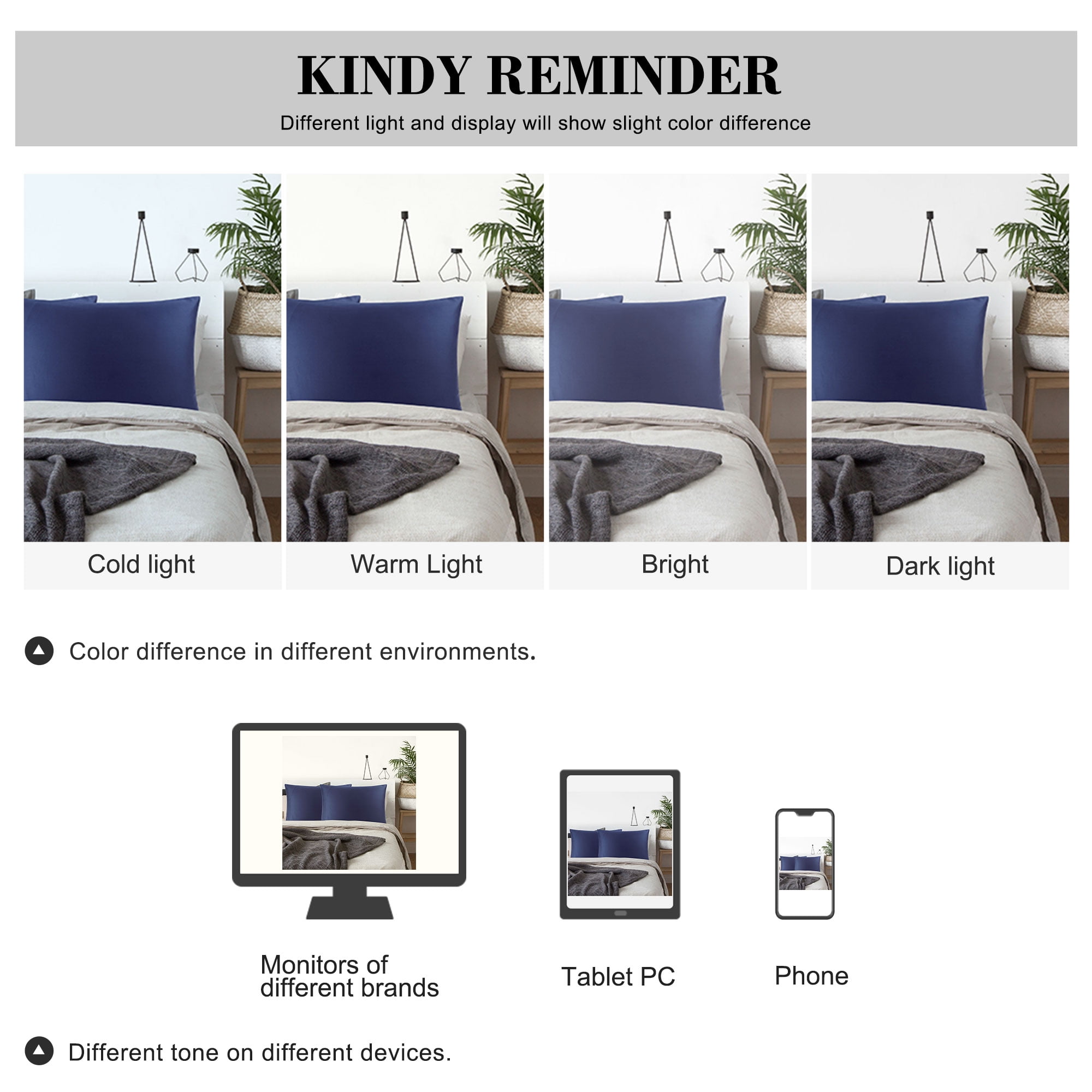 Unique Bargains Breathable Cotton Envelope Closure Pillowcases 2 Pcs Navy Blue King