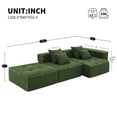thumbnail image 5 of 105.5-inch L Shaped Sectional Sofa, Wide and Deep Seat, Minimalist Wrinkle-resistant Corduroy Couch, Full Compressed Cloud Couch for Living Room, Free Combination, No Assembly Requireds (Green), 5 of 12