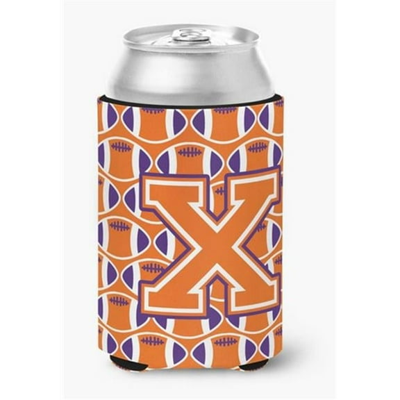 Letter X Football Orange, White & Regalia Can or Bottle Hugger