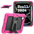thumbnail image 5 of FJLBDE Case for iPad Pro 11 Inch (M4 2024/M5 2025), Rugged Shockproof Tablet Cases Cover with Kickstand Shoulder Strap, Rose, 5 of 7