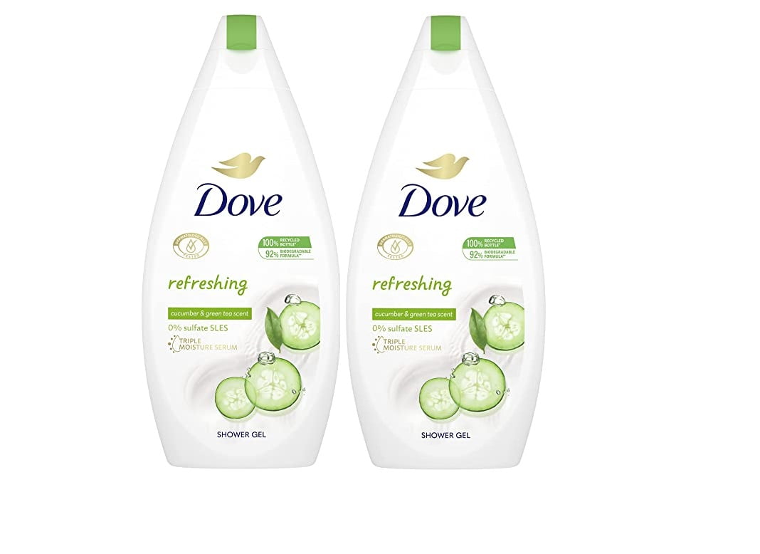 Dove Refreshing, Cucumber&Green Tea, Shower Gel, Body Wash, 16.9oz (500ml), 2Pack