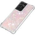 thumbnail image 6 of Compatible with Samsung Galaxy S21 Ultra Case Glitter Liquid Cute Clear Phone Case Floating Quicksand Shockproof Protective Bumper Soft TPU Case for Samsung Galaxy S21 Ultra Star Pink YB, 6 of 12
