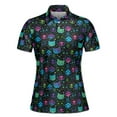 thumbnail image 2 of Funny Colorful Neon Cat Head Golf Women's Polo Shirt S-5XL, 2 of 7