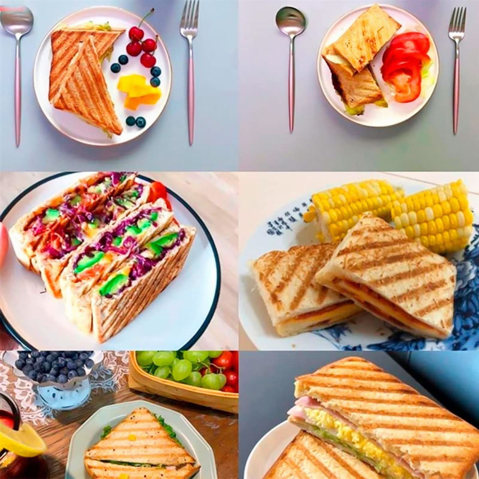 Clearance! Toastie Maker Double Side Bread Frying Pan Non Stick Stovetop Sandwich Maker Machine with Heat Handles Multiple Purposes Sandwich Camping Toaster for Stov for Home & kitchen Black