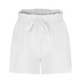 thumbnail image 5 of Fnooota Summer Shorts for Women, Drawstring Workout Casual Cotton Linen Athletic Shorts White Size S, 5 of 6
