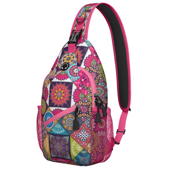 Sac à Dos Style Folk Rustique Léger Sac Bandoulière de Voyage avec Motifs Artistiques pour Usage Extérieur