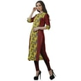 thumbnail image 4 of Moomaya Printed Cotton Straight Tunic Roll Up Sleeves Women Casual Kurti Dress, 4 of 6