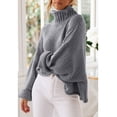thumbnail image 3 of Women's Turtleneck Batwing Sleeve Loose Oversized Chunky Knitted Pullover Sweater Jumper Tops, 3 of 5
