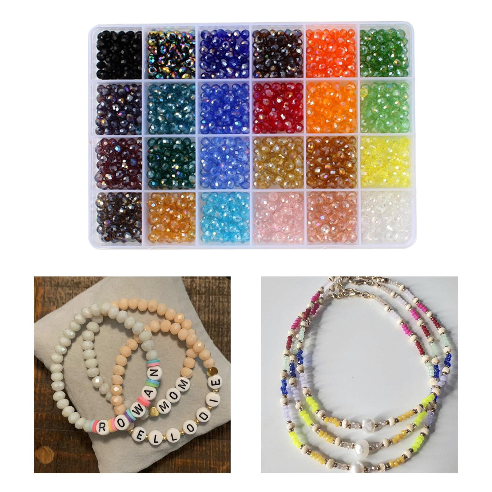 Milageto 1200PCS Glass Crytal Beads 6mm DIY Craft Round Beads Colorful Loose Spacer Beads