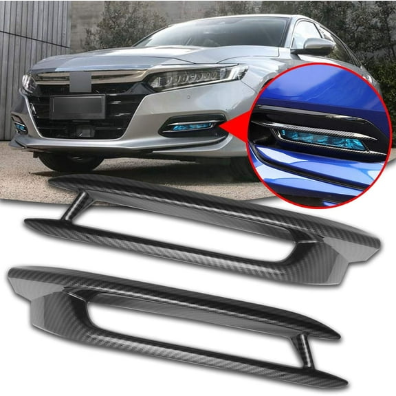 Xotic Tech Exterior Front Fog Light Frame Cover Trim, Carbon Fiber Pattern, Compatible with Honda Accord 10th Gen 2018-2020
