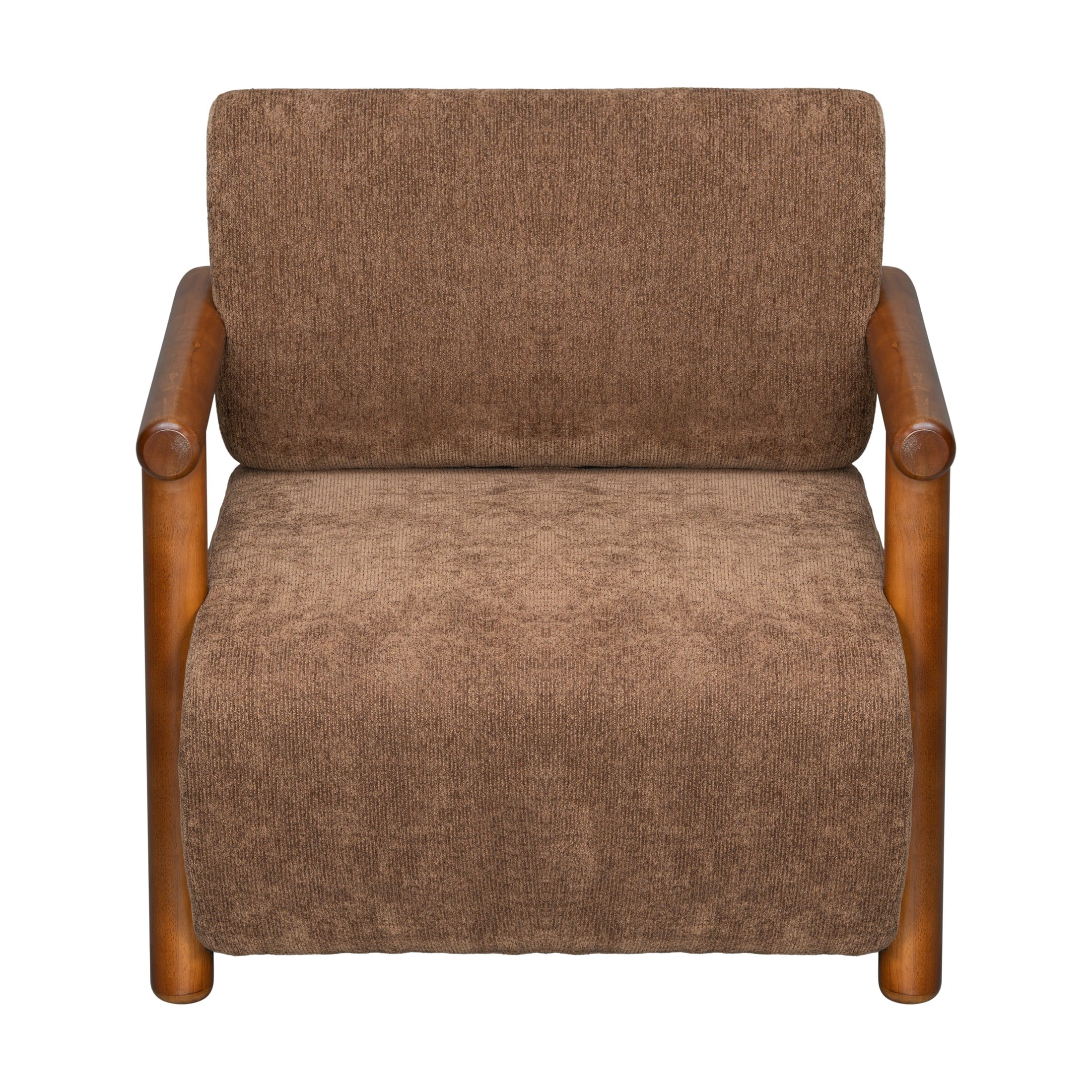 Christopher Knight Home Modern Accent Lounge Chair, Chenille Upholstery with Solid Wood Arms, Brown, Set of 2
