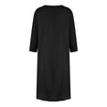 thumbnail image 6 of Casual Linen Long Dress for Women Solid Loose Comfy Crewneck Midi Dress 3/4 Sleeve Daily Basic Summer T Shirts Dress, 6 of 7