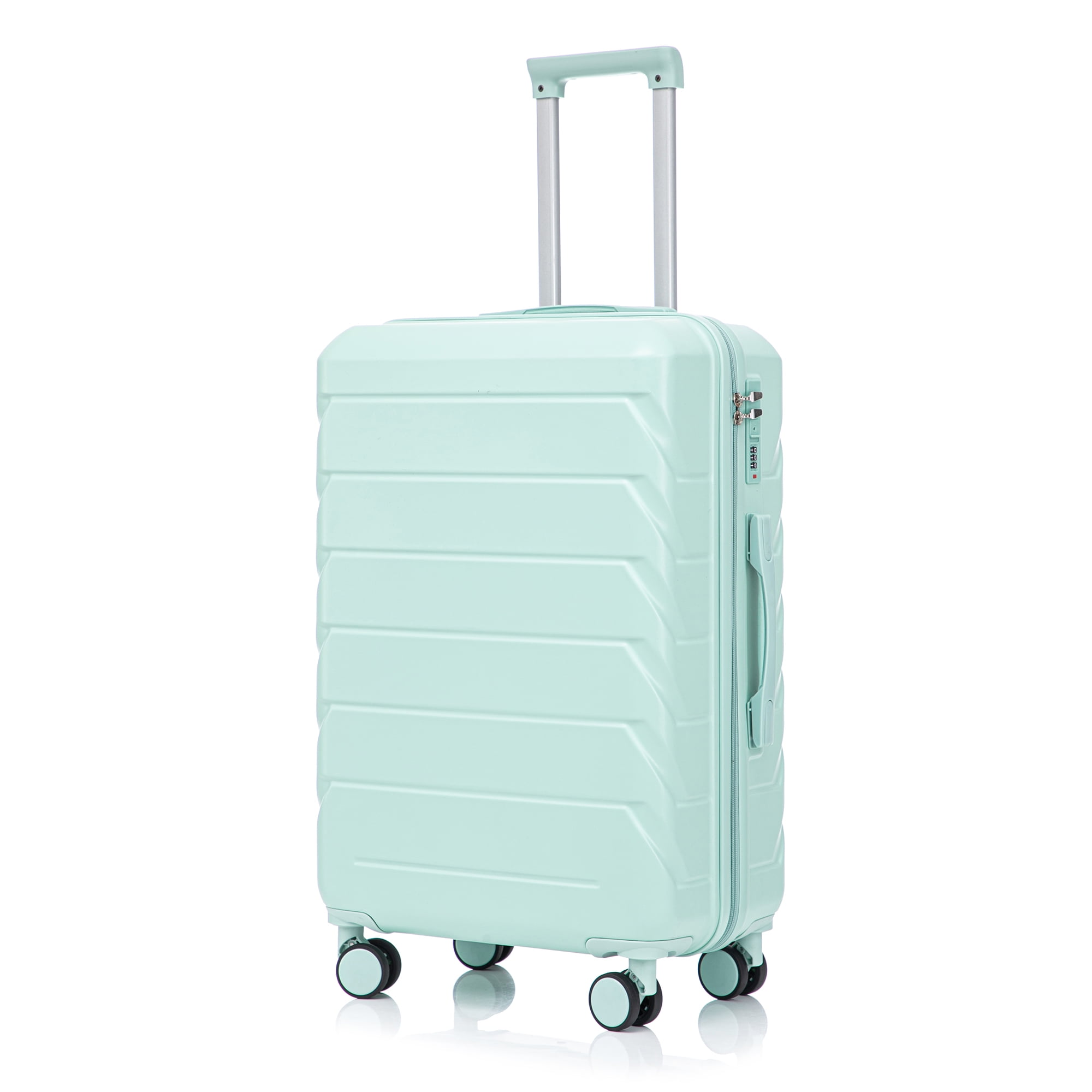 28 Inch ABS Hardside Checked Luggage, Scratch Resistant Spinner Suitcase with Combination Lock