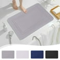 thumbnail image 1 of Fiudx Alfombra de Baño de Espuma a Rayas Gruesas, Terciopelo Suave y Absorbente, Base Antideslizante y Duradera, Lavable a Máquina, Secado Rápido, Elegante Decoración para El Baño, 40 X 60 Cm., 1 of 7