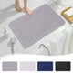 thumbnail image 1 of Alfombra de baño de espuma a rayas gruesas - Esterilla de terciopelo absorbente y suave con fondo antideslizante, lavable a máquina, 40x60cm, azul/gris/blanco, 1 of 8