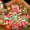 thumbnail image 4 of GVDV 10 FT Christmas Inflatable Candy Castle with Santa, Reindeer, Penguin, and Gingerbread - LED Lit Outdoor Yard Decoration, Perfect for Holiday Season, 4 of 6