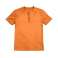 thumbnail image 2 of Domuza Henley Shirts for Men Short Sleeve Casual Basic Tee Summer Button Henley Solid T Shirts Orange XL, 2 of 4