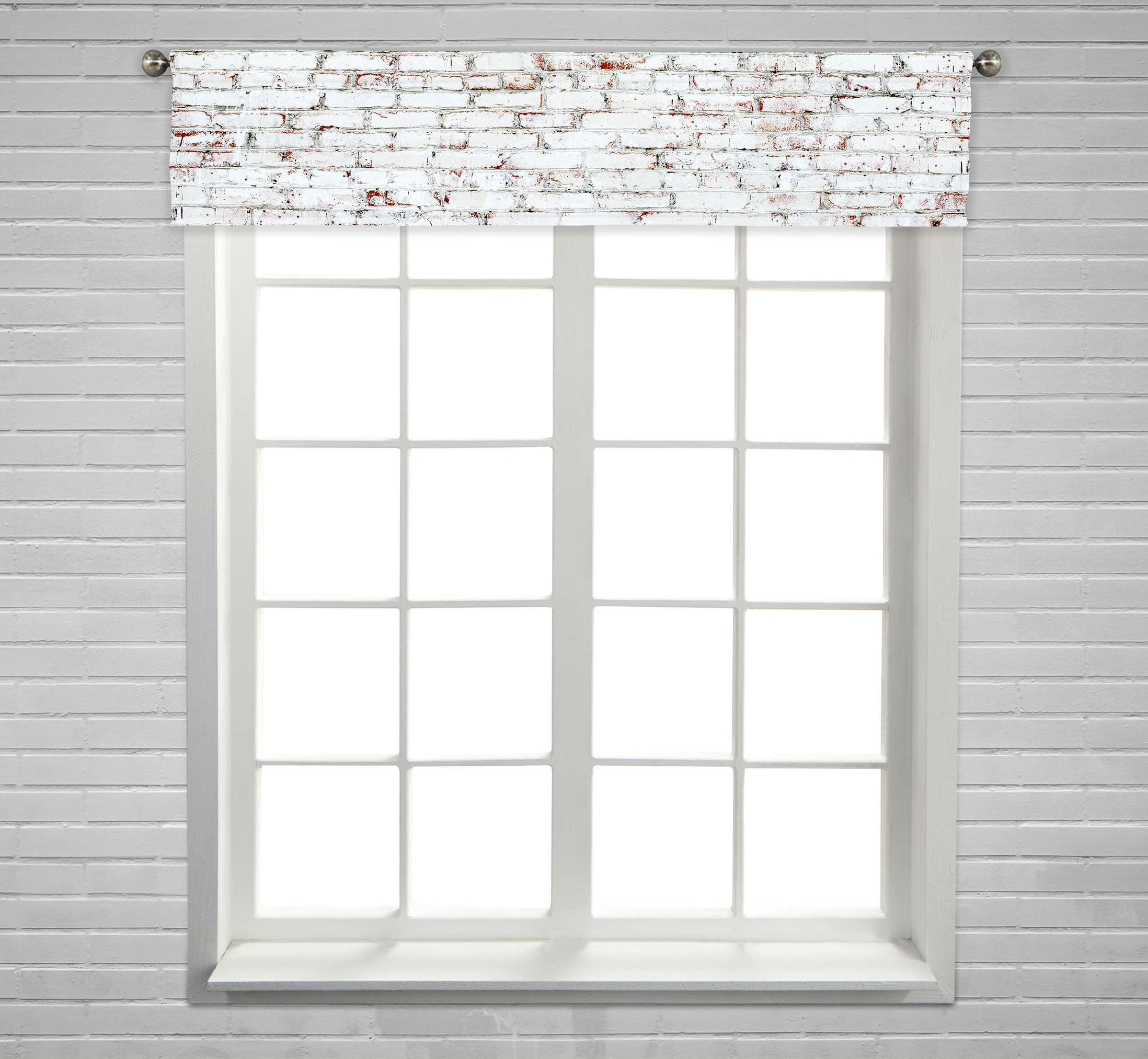 ECZJNT Old brick wall with white and red bricks Window Curtain Valance