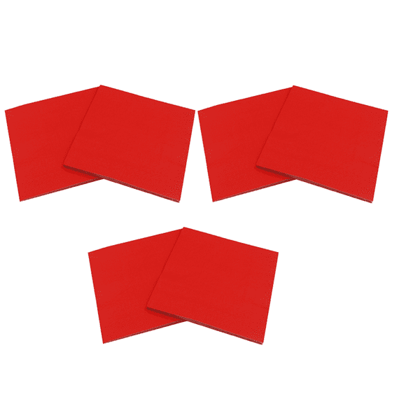 Lot de 3 Serviettes en Papier Unies Imprimées (Rouge)