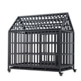 thumbnail image 5 of Pefilos 47" Heavy Duty Dog Crate Kennel with Window on Roof, Pet Cage Metal Playpen for Large Medium Dogs with 4 Lockable Wheels, Black, 5 of 16