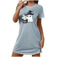 thumbnail image 4 of Cxenplz Nightgowns for Women Short Sleeve T Shirt Sleep Dress Comfy Round Neck Sleepshirt Sleepwear Halloween Print Lounge Pullovers Nightshirt on Clearance, 4 of 4
