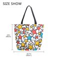 thumbnail image 5 of FORMRS Womens Canvas Tote Bag with Zipper Inner Pocket Shoulder Handbag, Colorful Stars, 5 of 7
