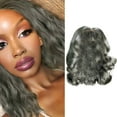thumbnail image 6 of Wavy Bob Wig Shoulder Length Granny Gray, Short Wavy Middle Part Synthetic, Heat Resistant, 17.7 Inch Middle Part Wavy Wig,Natural Wavy Hot Wig, Suitable for Daily Gatherings,Gray,7.8oz,17.7in, 6 of 6