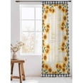 thumbnail image 3 of Sheer Curtains 108 Inches Long, Sunflowers Semi Sheer Curtains Light Filtering Window Treatment, Summer Country Botanical Yellow Flowers Plaid Privacy Voile Drapes for Living Room 52x108 Inch, 3 of 7