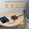 thumbnail image 2 of Tira de alimentación con protector contra sobretensiones, cable de extensión de enchufe plano TESSAN de 5 pies con 6 salidas, 3 cargadores USB (1 USB C), protección 1700J, estación de carga de múltipl, 2 of 5