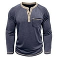 thumbnail image 6 of ZOYOEN Mens Cotton Henley Shirts with Pocket- Crewneck Fashion Casual Long Sleeve Fall Tops Navy Size L, 6 of 7