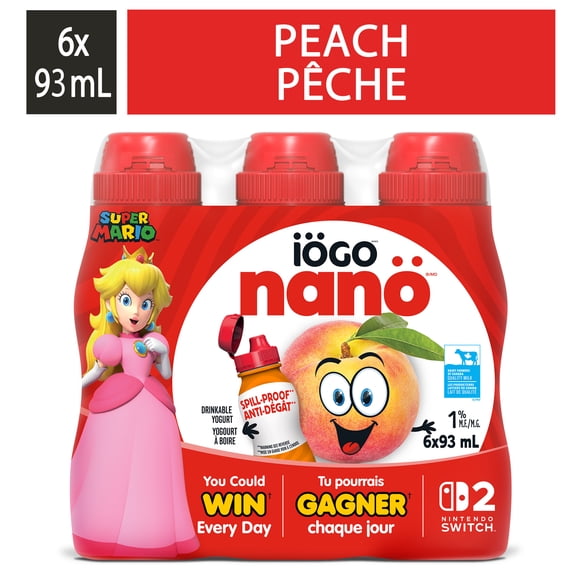 iOGO nanö Drinkable Peach Yogurt 1%, 6x93ml