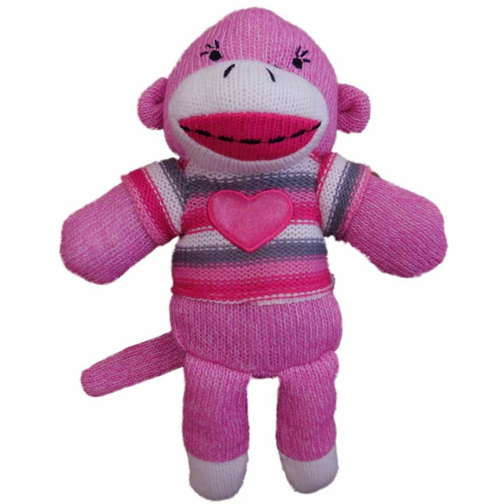 Circo Small 9" Classic Pink Stripe Plush Knit Sock Monkey Stuffed
