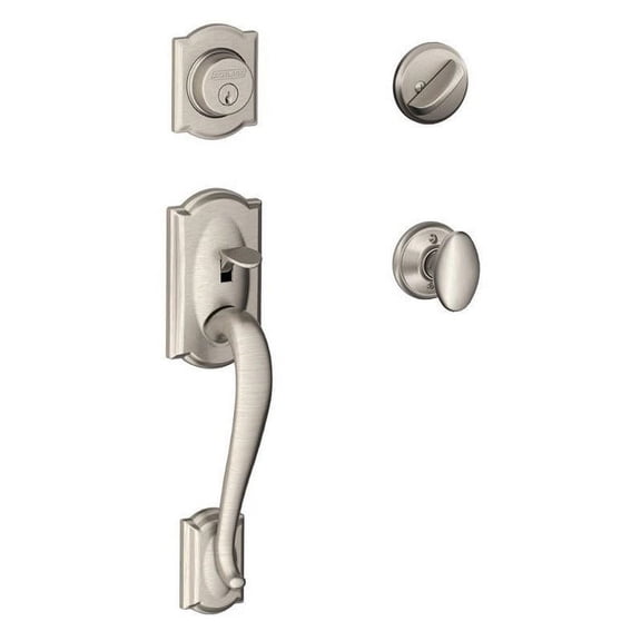 Camelot Single Cylinder Handleset and Siena Knob, Satin Nickel (F60 V CAM 619...