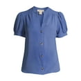 Monteau Juniors' Puff Sleeve Button Down Blouse