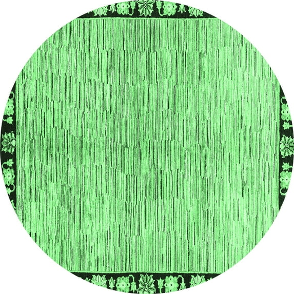 Ahgly Company Indoor Round Abstract Emerald Green Modern Area Rugs, 3' Round