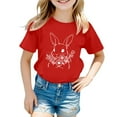 thumbnail image 1 of GDREDA Vêtements pour Fille T-Shirt Décontracté à Manches Courtes et Col Rond avec Imprimé de Pâques Mignon Rouge, 10-11 Ans, 1 of 3