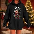 thumbnail image 2 of Feancey Christmas Hooded Sweatshirts for Women Funny Reindeer Graphic Hoodies Drawstring Long Sleeve Fleece Lined Pullover Sweatshirt with Kangaroo Pocket Black M, 2 of 6