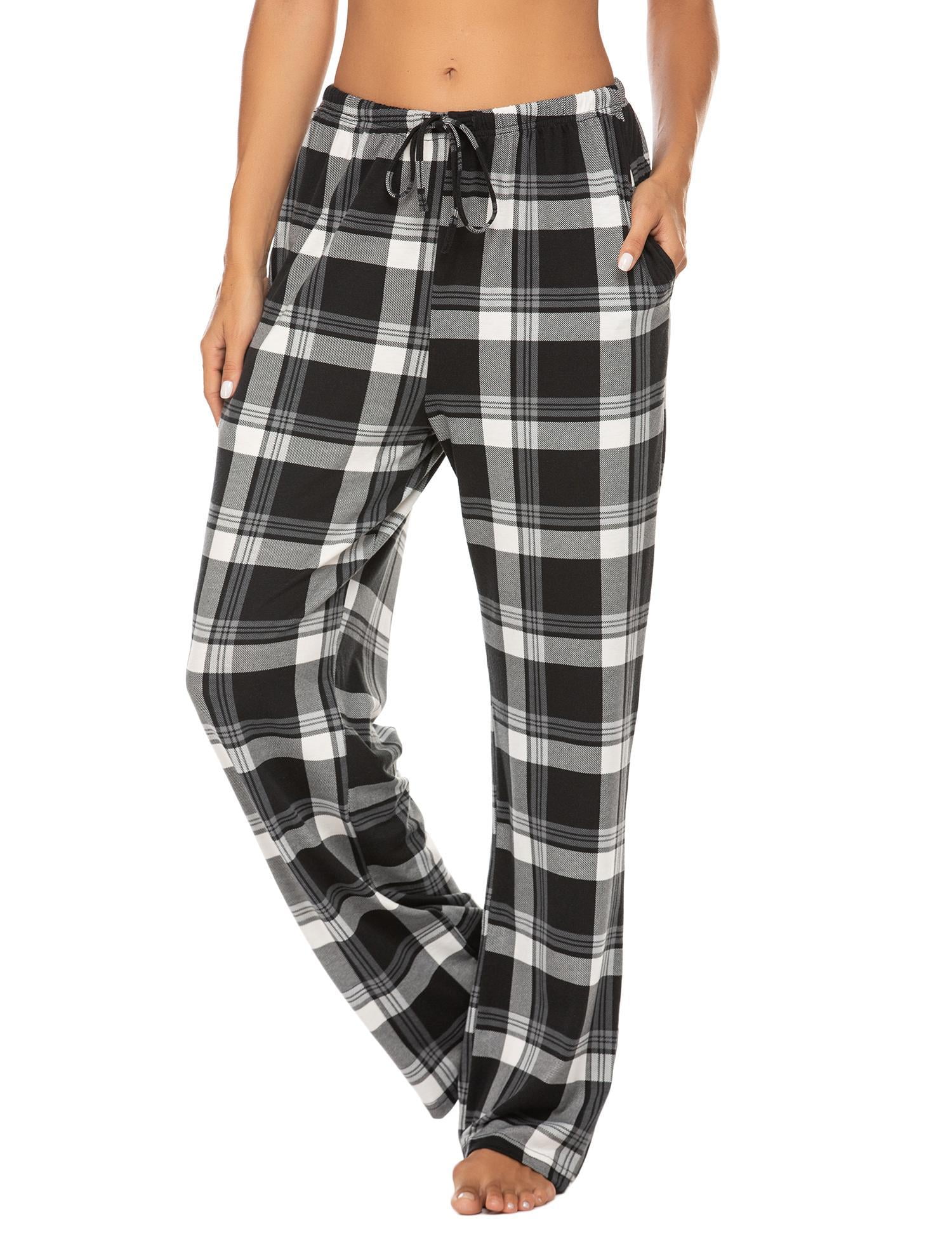 Ekouaer Women Plaid Pajama Pants Drawstring Lounge Sleep Pants PJ