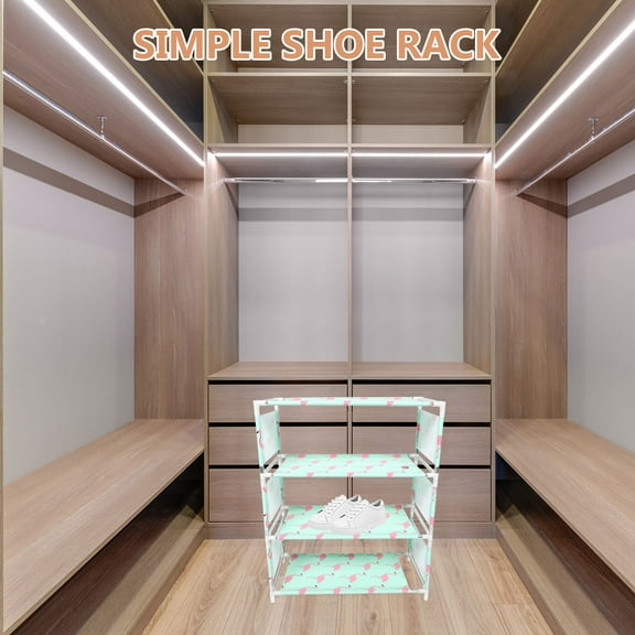 Raindrops 4 Tiers Plastic Shoe Rack Non-woven Fabric Student