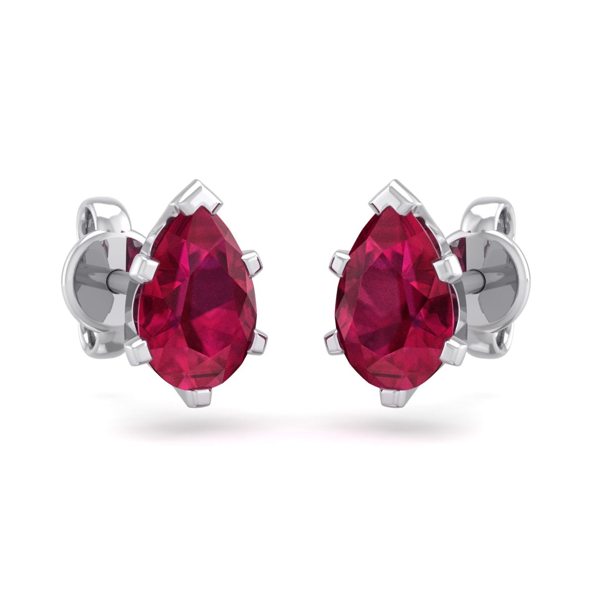 SuperJeweler 1 Carat Pear Shape Ruby Stud Earrings In Sterling Silver For Women