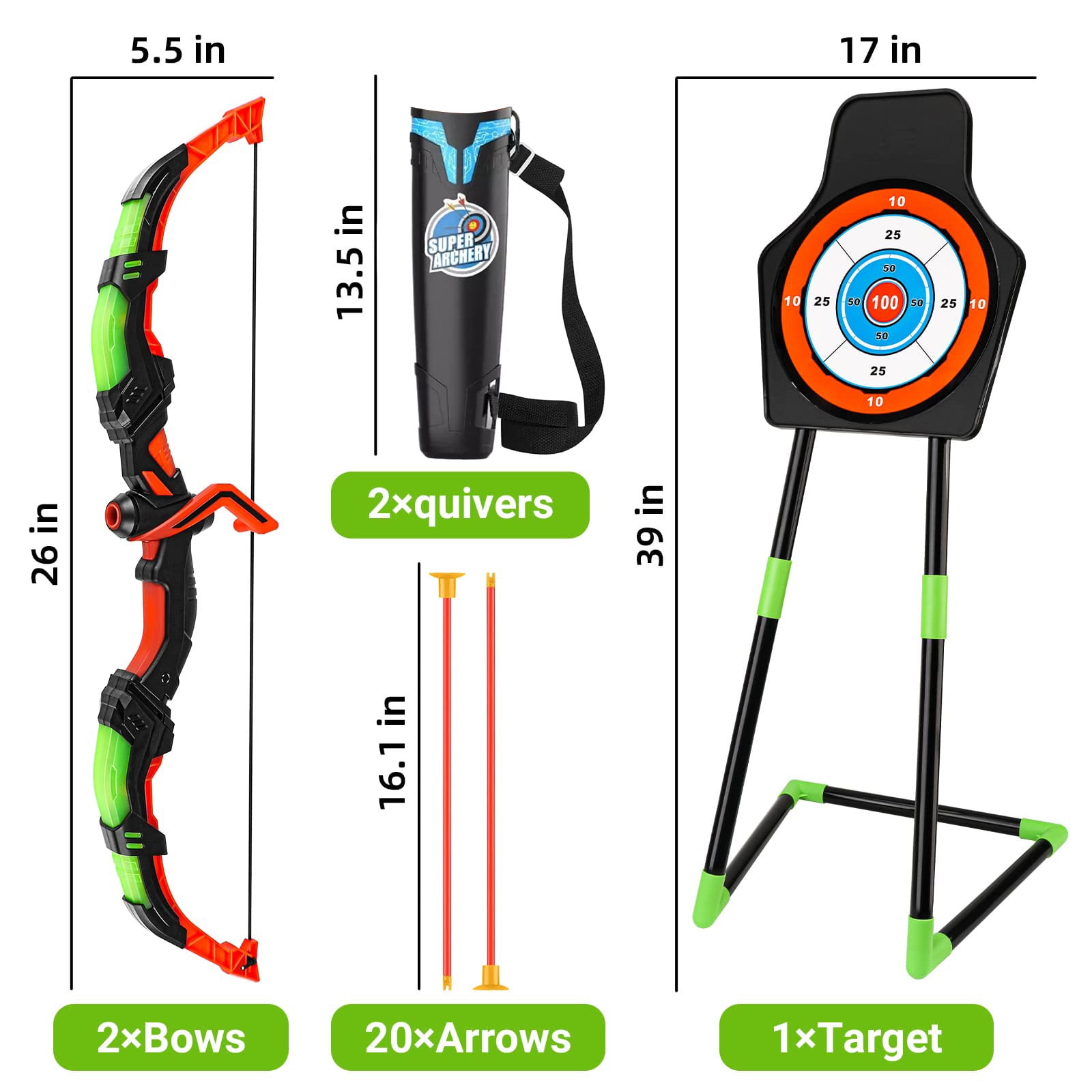 JBeeCtrl Bow and Arrow Set for Kids 3-12 Years Old, Archery Toy Set for Boys with LED Lights Outdoor Toys for Kids Boys Girls